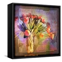 Vase of Tulips and Text-Colin Anderson-Framed Stretched Canvas
