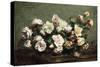Vase of White Roses on a Table; Vase De Roses Blanches Et Roses Sur La Table-Ignace Henri Jean Fantin-Latour-Stretched Canvas