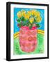 Vase of Yellow Roses-Deborah Cavenaugh-Framed Art Print