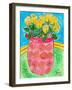 Vase of Yellow Roses-Deborah Cavenaugh-Framed Art Print