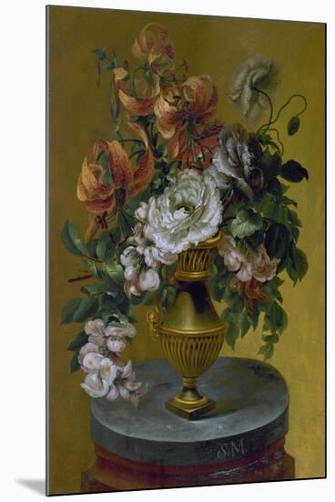 Vase on round table, Oil on canvas. MOLET.  ACADEMIA DE BELLAS ARTES DE SAN JORGE, BARCELONA, SPAIN-MOLET-Mounted Poster