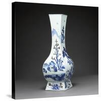 Vase quadrilatéral à décor de personnages et de paysage-null-Stretched Canvas