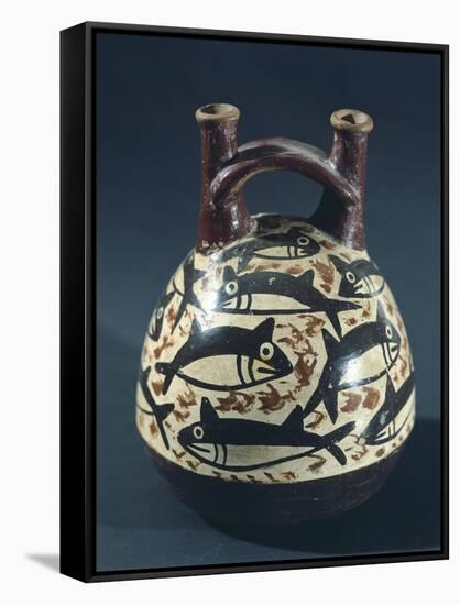 Vase Showing a Depiction of Fish, Probably Tuna, Artifact Originating from Nazca-null-Framed Stretched Canvas