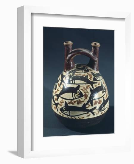 Vase Showing a Depiction of Fish, Probably Tuna, Artifact Originating from Nazca-null-Framed Giclee Print