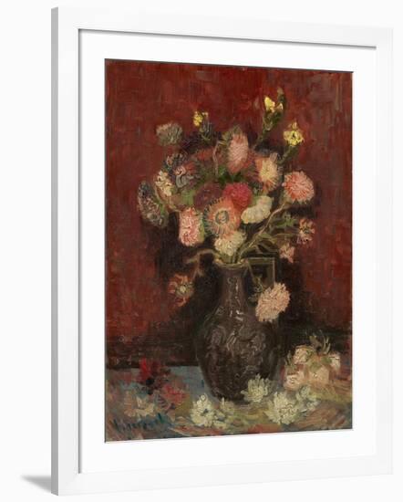 Vase with Chinese Asters and Gladioli, 1886-Vincent van Gogh-Framed Giclee Print