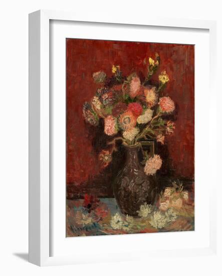 Vase with Chinese Asters and Gladioli-Vincent van Gogh-Framed Giclee Print