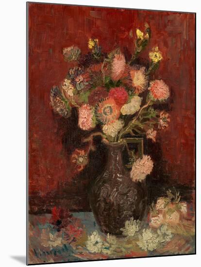 Vase with Chinese Asters and Gladioli-Vincent van Gogh-Mounted Giclee Print