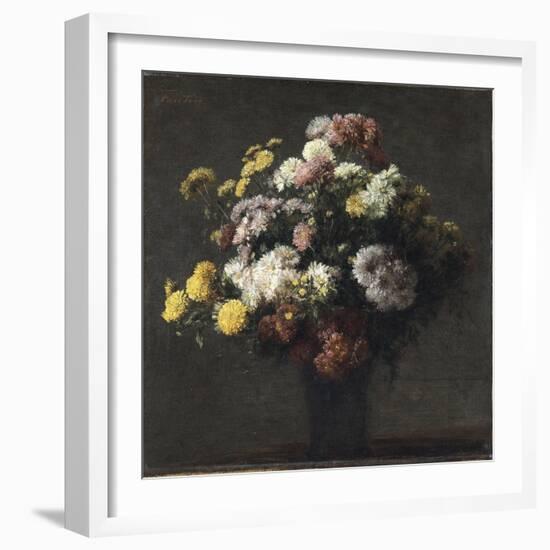 Vase with Chrysanthemums-Henri Fantin-Latour-Framed Giclee Print