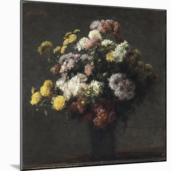 Vase with Chrysanthemums-Henri Fantin-Latour-Mounted Giclee Print