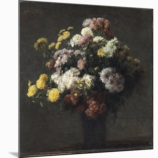 Vase with Chrysanthemums-Henri Fantin-Latour-Mounted Giclee Print