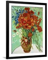 Vase with Cornflowers and Poppies, 1890 (oil on canvas)-Vincent van Gogh-Framed Giclee Print