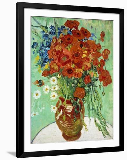 Vase with Cornflowers and Poppies, 1890 (oil on canvas)-Vincent van Gogh-Framed Giclee Print