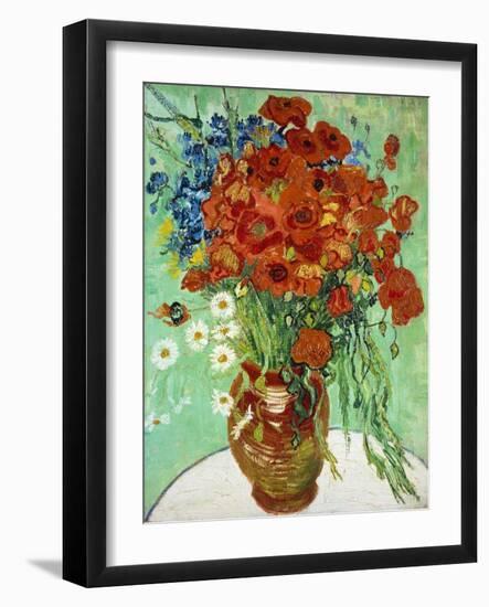 Vase with Cornflowers and Poppies, 1890 (oil on canvas)-Vincent van Gogh-Framed Giclee Print