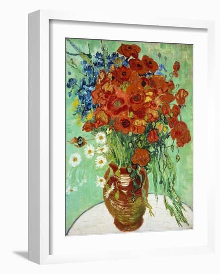 Vase with Cornflowers and Poppies, 1890 (oil on canvas)-Vincent van Gogh-Framed Giclee Print