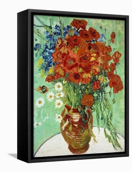 Vase with Cornflowers and Poppies, 1890 (oil on canvas)-Vincent van Gogh-Framed Stretched Canvas