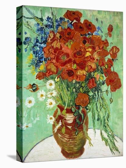 Vase with Cornflowers and Poppies, 1890 (oil on canvas)-Vincent van Gogh-Stretched Canvas