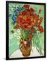 Vase with Cornflowers and Poppies, 1890 (oil on canvas)-Vincent van Gogh-Framed Giclee Print