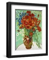 Vase with Cornflowers and Poppies, 1890 (oil on canvas)-Vincent van Gogh-Framed Premium Giclee Print