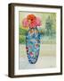 Vase with Dahlias and View of the Pond, 2001-Joan Thewsey-Framed Giclee Print