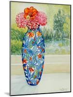 Vase with Dahlias and View of the Pond, 2001-Joan Thewsey-Mounted Giclee Print