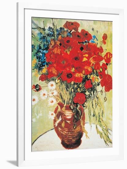 Vase with Daisies and Poppies-Vincent van Gogh-Framed Art Print