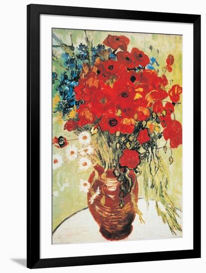 Vase with Daisies and Poppies-Vincent van Gogh-Framed Art Print