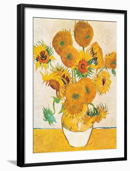 Vase with Fifteen Sunflowers-Vincent van Gogh-Framed Art Print