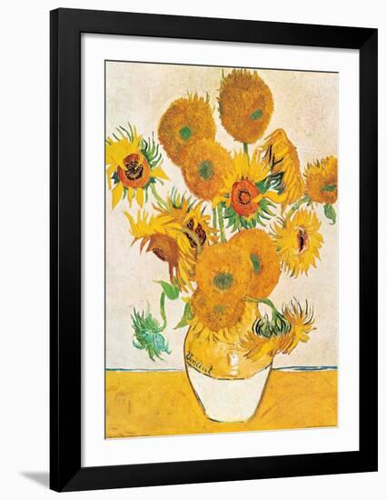 Vase with Fifteen Sunflowers-Vincent van Gogh-Framed Art Print