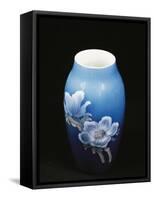 Vase with Floral Decorations, Ceramic, Copenhagen Manufacture, Denmark-null-Framed Stretched Canvas