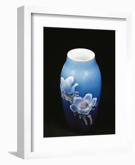 Vase with Floral Decorations, Ceramic, Copenhagen Manufacture, Denmark-null-Framed Giclee Print