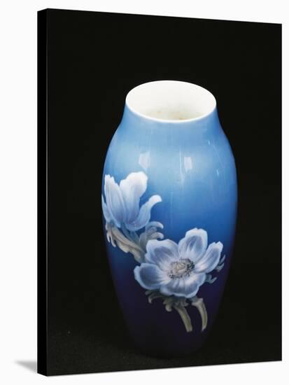Vase with Floral Decorations, Ceramic, Copenhagen Manufacture, Denmark-null-Stretched Canvas