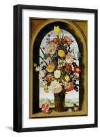 Vase with Flowers in a Window, about 1618-Ambrosius Bosschaert-Framed Giclee Print