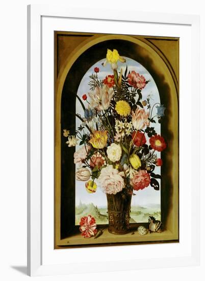 Vase with Flowers in a Window, about 1618-Ambrosius Bosschaert-Framed Giclee Print