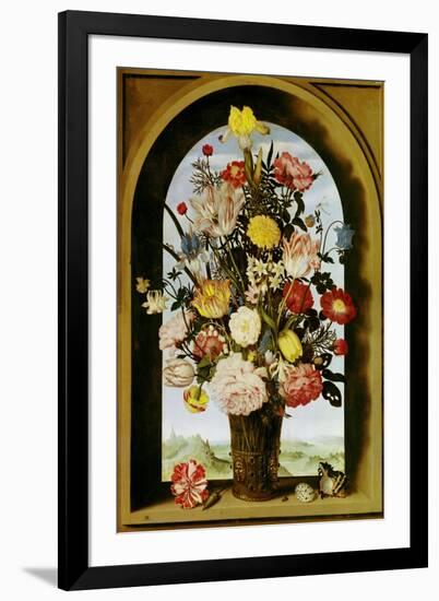 Vase with Flowers in a Window, about 1618-Ambrosius Bosschaert-Framed Giclee Print