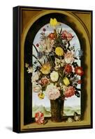 Vase with Flowers in a Window, about 1618-Ambrosius Bosschaert-Framed Stretched Canvas