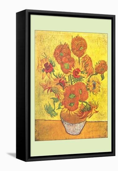 Vase with Fourteen Sunflowers-Vincent van Gogh-Framed Stretched Canvas