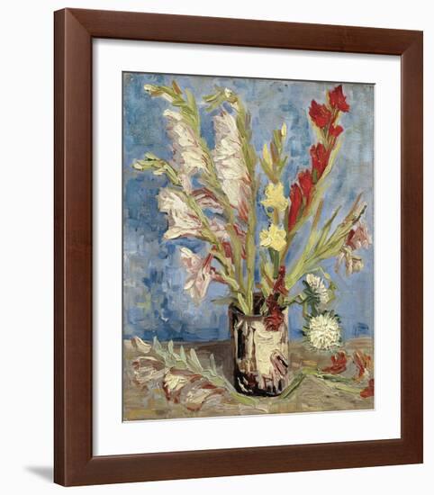 Vase with Gladioli and China Asters, 1886-Vincent van Gogh-Framed Giclee Print