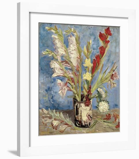 Vase with Gladioli and China Asters, 1886-Vincent van Gogh-Framed Giclee Print