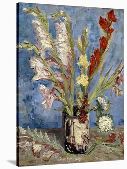 Vase with Gladioli and China Asters, 1886-Vincent van Gogh-Stretched Canvas