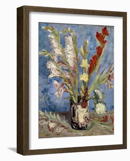 Vase with Gladioli and China Asters, 1886-Vincent van Gogh-Framed Giclee Print