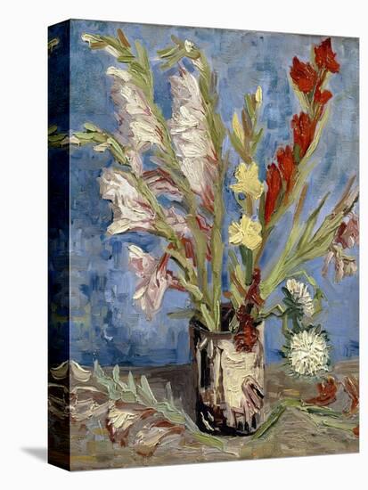 Vase with Gladioli and China Asters, 1886-Vincent van Gogh-Stretched Canvas