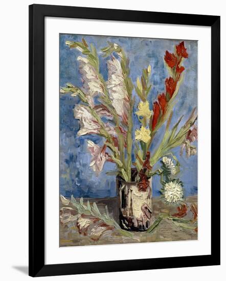 Vase with Gladioli and China Asters, 1886-Vincent van Gogh-Framed Giclee Print