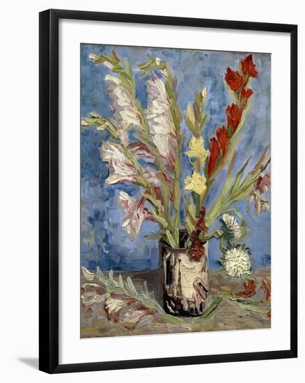 Vase with Gladioli and China Asters, 1886-Vincent van Gogh-Framed Giclee Print