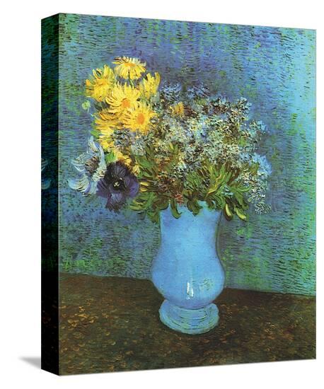 Vase with Lilacs, Daisies and Anemone-Vincent van Gogh-Stretched Canvas