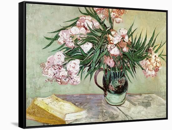 Vase with Oleanders and Books, c.1888-Vincent van Gogh-Framed Stretched Canvas