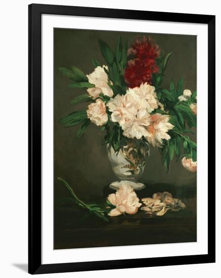 Vase with Peonies on a Pedestal, 1864-Edouard Manet-Framed Giclee Print