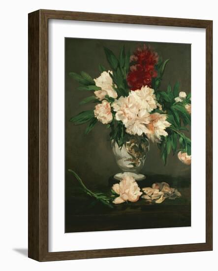 Vase with Peonies on a Pedestal, 1864-Edouard Manet-Framed Giclee Print