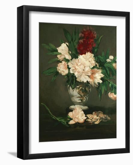 Vase with Peonies on a Pedestal, 1864-Edouard Manet-Framed Giclee Print