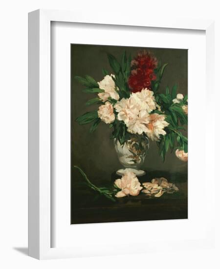 Vase with Peonies on a Pedestal, 1864-Edouard Manet-Framed Giclee Print