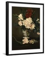 Vase with Peonies on a Pedestal, c.1864-Edouard Manet-Framed Giclee Print